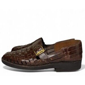 Sunsteps Men's Sz 9 Brown Hand Woven Leather Huarache Sandals Comfort Breathable